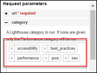 googlepagespeed-parameters-categories